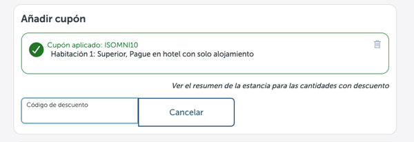 Dónde poner el código descuento - Cupón aplicado