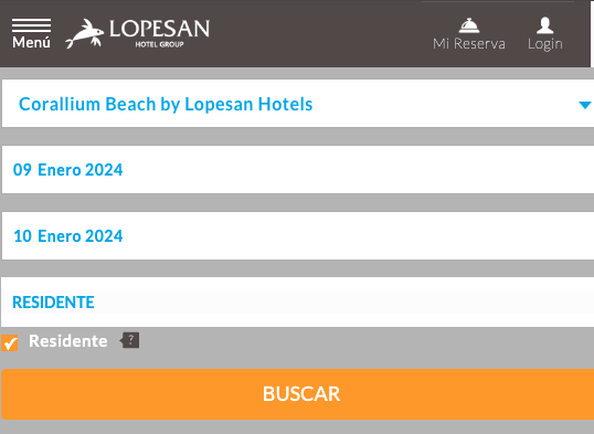 Cómo añadir el código descuento de residente canario en Lopesan