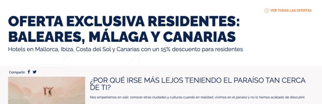 Código promocional residentes THB Hotels en Mallorca