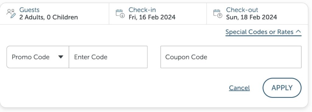 Enter promo code Barceló Hotels