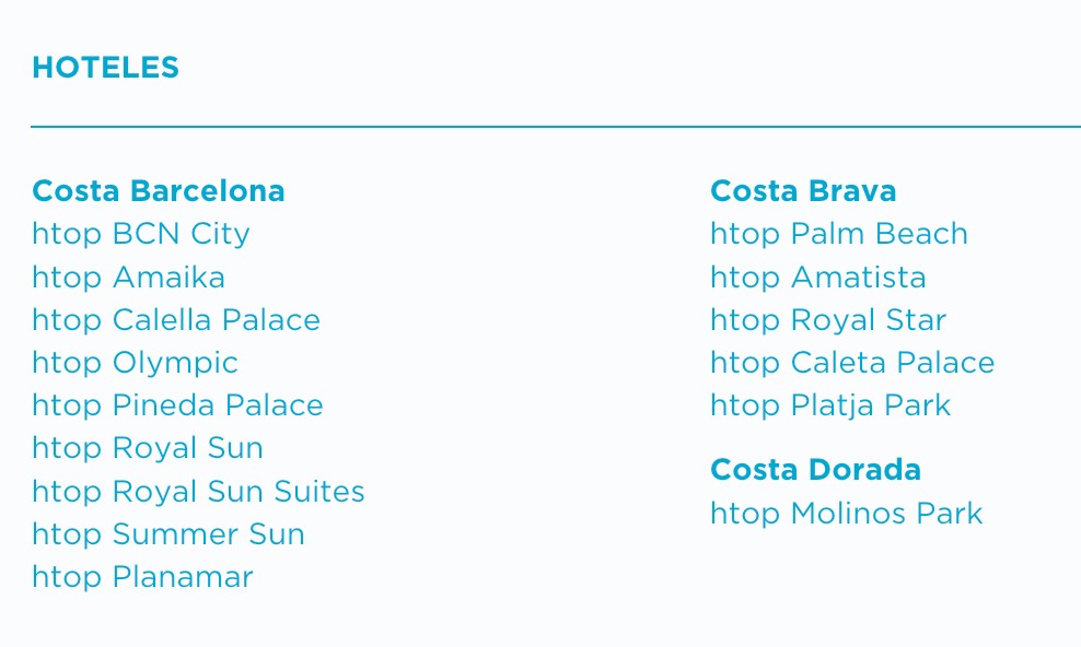 Hoteles htop disponibles en Cataluña