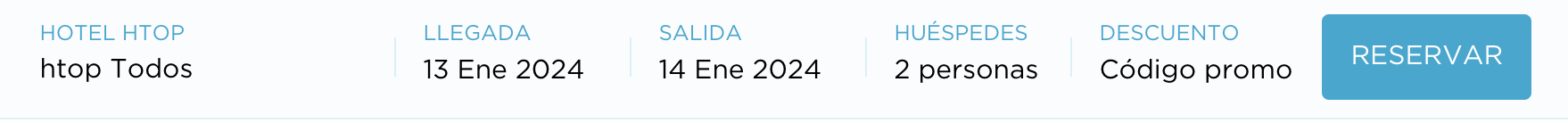 Insertar el código descuento en la web de htop hotels