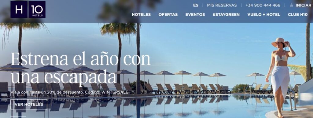 Descuento del 20% con el código promocional Wintersale en H10 Hotels