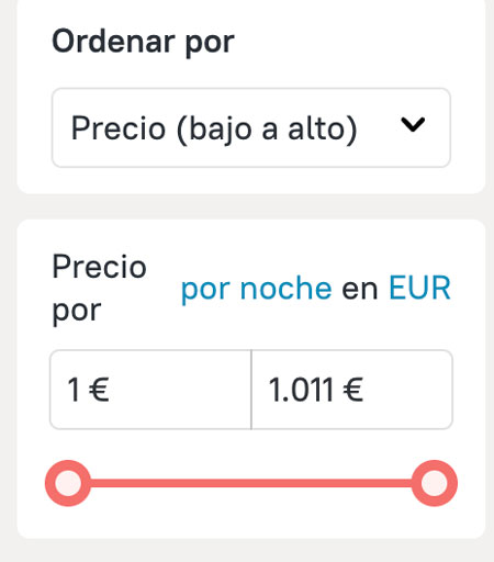 Ordenar por precio bajo en ZenHotels