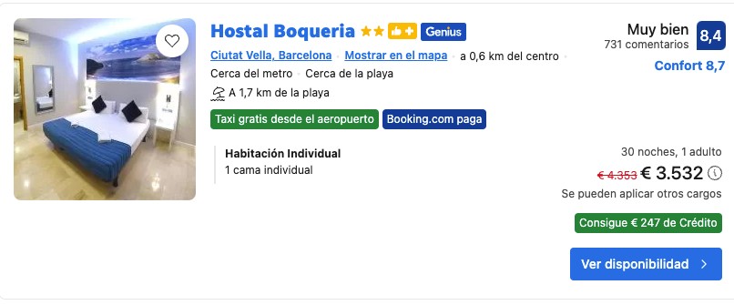 Promoción de alquiler de temporada en Booking.com