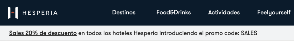 Código descuento web Hesperia con motivo rebajas