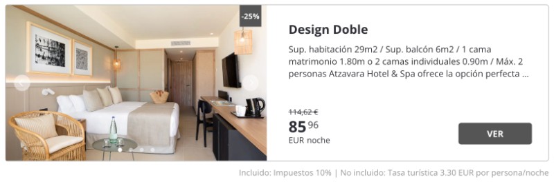 Habitación con descuento aplicado