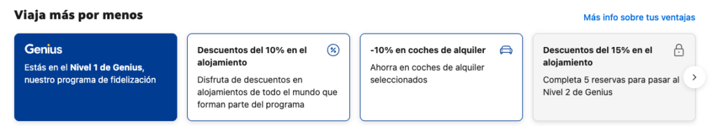 Ventajas y descuentos del programa Genius de Booking