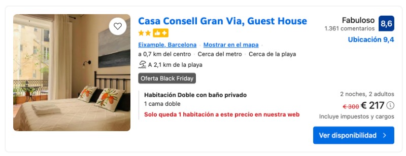 Etiqueta oferta Black Friday en Booking.com