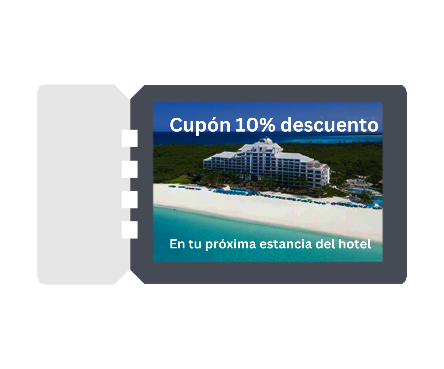 Cupón simbólico del 10% descuento para la estancia de un hotel